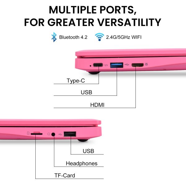 Portable Mini 10.1inch Education Laptop Computer, Windows11 Netbook, Intel Celeron N4000 CPU 8GB RAM 250GB SSD HD IPS Screen, Laptop Computer for