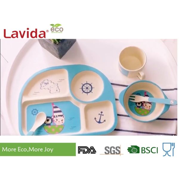 Reusable Bamboo Childrens Dinner Set Durable Non - Fragile Formaldehyde Free