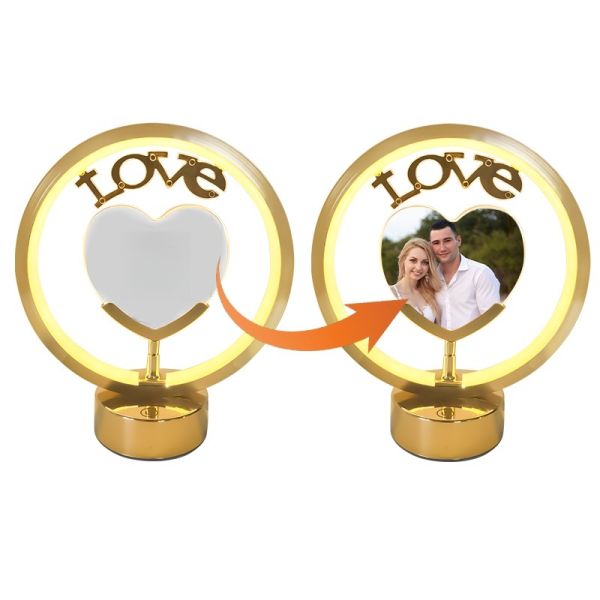 Multiple Styles Sublimation Led Table Night Lamp Blank Heart Circle Sublimation Led Night Light Photo Lamp Blank With Photo Frame