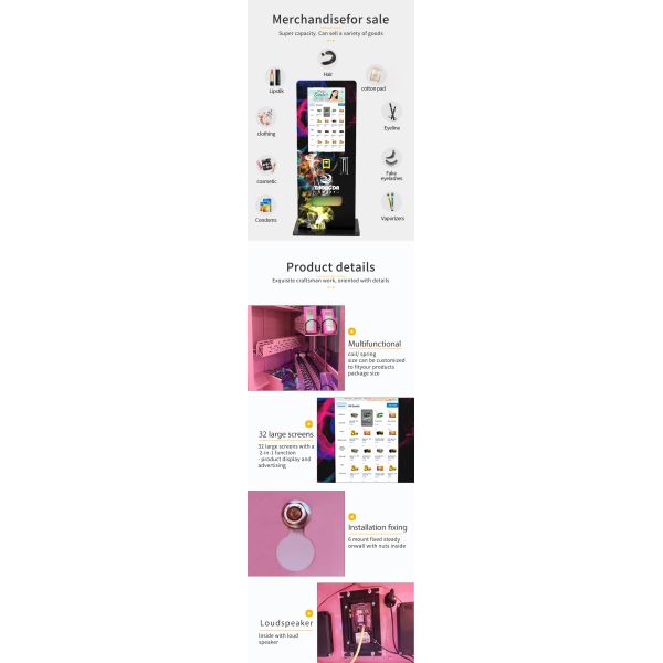 Automatic User-Friendly Wigs Spring Touch Screen Vending Machine for Public Spaces