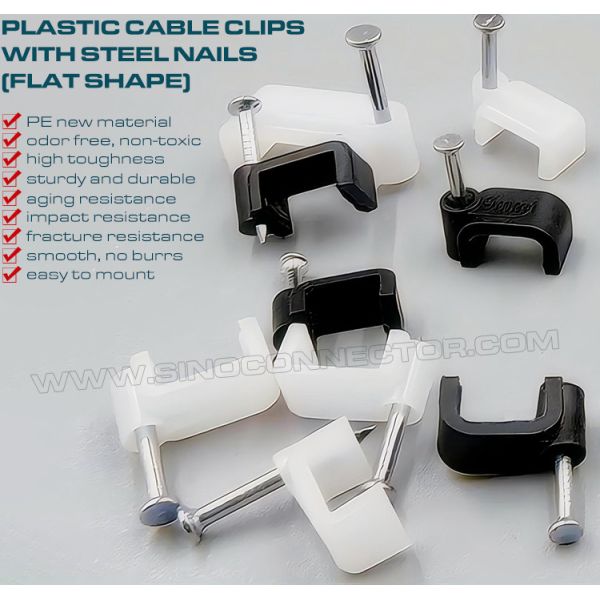Cable Clips Black Cable Holders 100pcs, 4mm~19mm Square Cable Clips Cable Organizers White with Nails for Flat Cables Cable Clips Black Cable Holders 100pcs, 4mm~19mm Square Cable Clips Cable Organizers White with Nails for Flat Cables