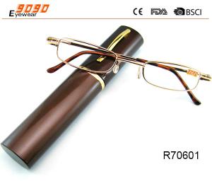 Quality Unisex Super Light Metal frame Reading Glasses With Aluminum alloy tube Box for sale