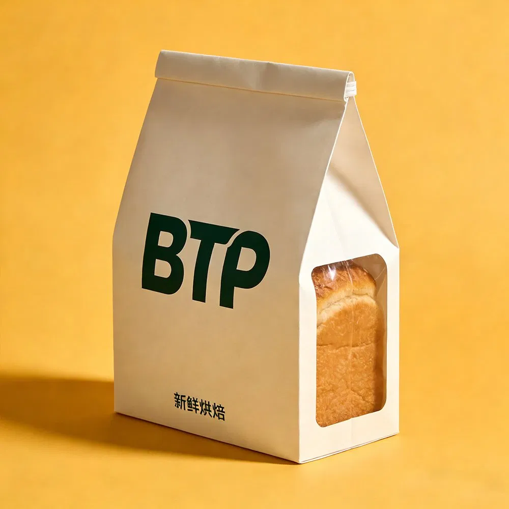 Flat bottom bread packaging bag design