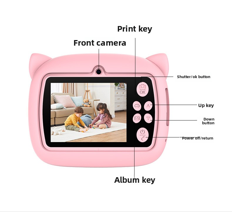 New Multi-Function HD Dual Lens Kids Digital Camera with Instant Shooting Function, Supports Photo & Video Recording, 1080P