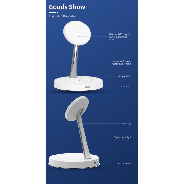 15W 3-In-1 Multifunctional Wireless Charging Stand