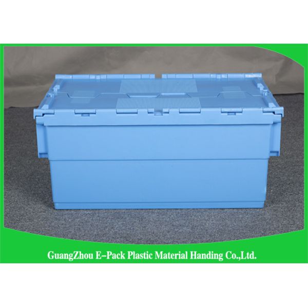 Foldable Large Distribution Plastic Attached Lid Containers Environmental Protection Blue