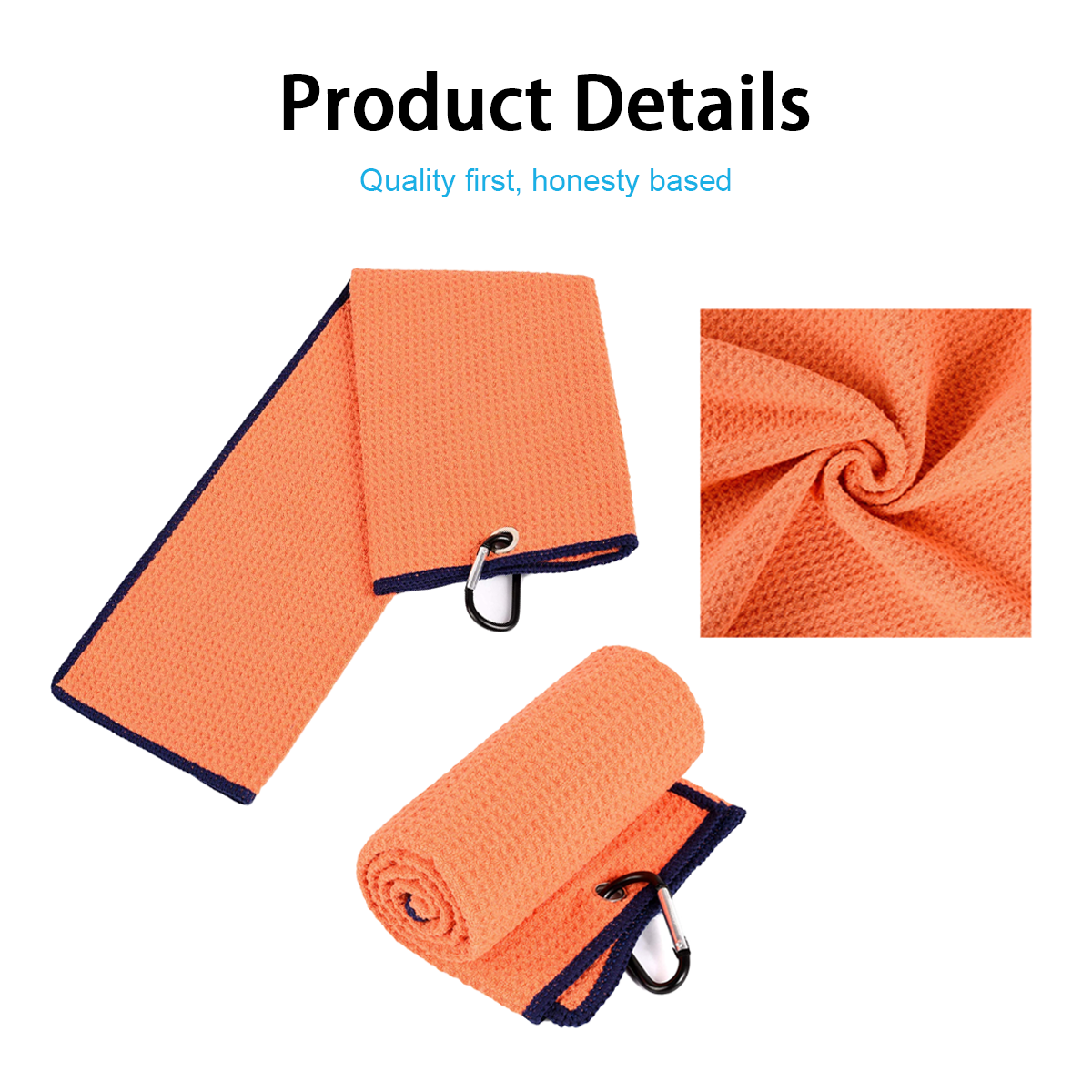 OEM ODM Waffle Weave Printed Microfiber Golf Towel Custom Logo