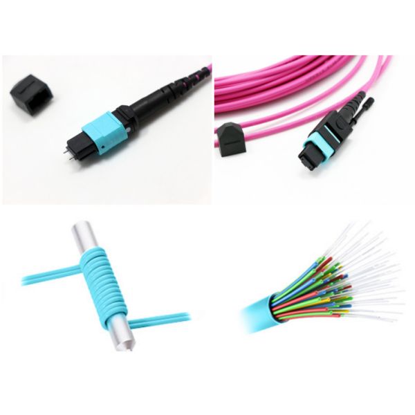 MTP 12 Core OM4 MM Fiber Optic Trunk Cable For Data Center Cabling