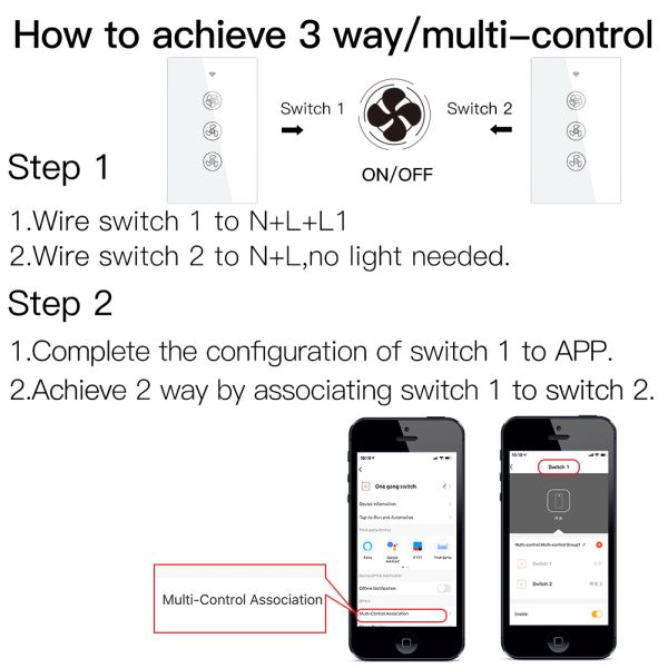 Timing Function Smart Switch For Fan Voice Control Wifi Ceiling Fan switch