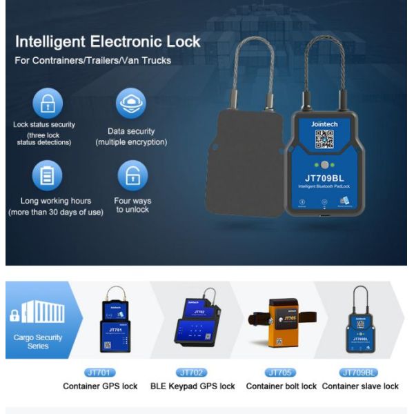 Jointech JT709 Remote Control System Bluetooth GPS Smart Lock With 3000mAh Battery For Cargo Transportation