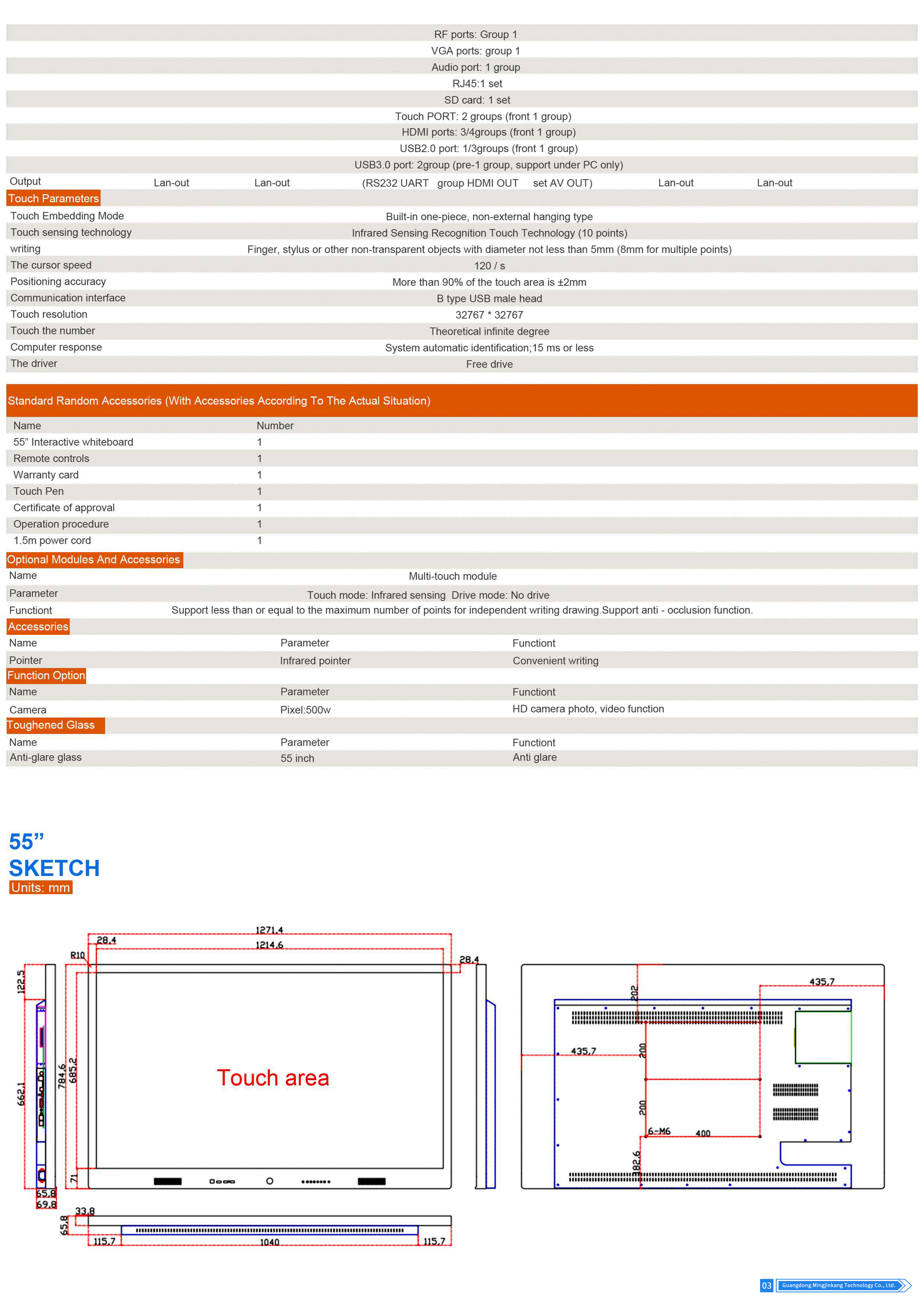 2026 55 Inch 4K Resolution Android Windows LCD 20 Point Touch Screen Interactive Smart Board for School and Office
