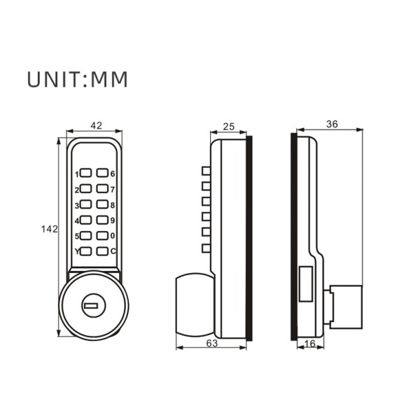 Waterproof and Sun-proof Granular Push-button Digital Mechanical Botones Combination Door Lock With Key