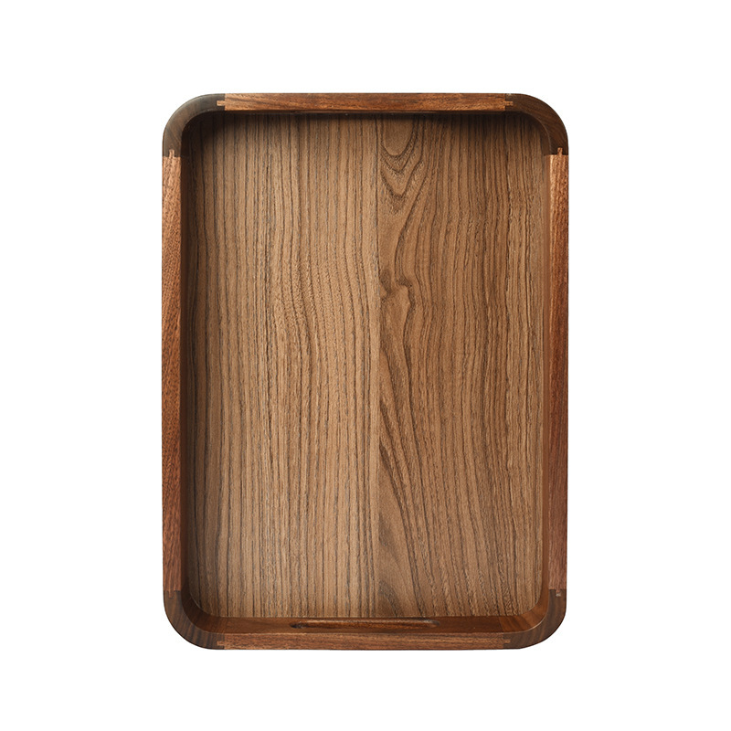 2025 New Eco-friendly Solid Wood Rectangular Tray Tea Food Organizer Decorative Serving Tray for Hotel Household Use