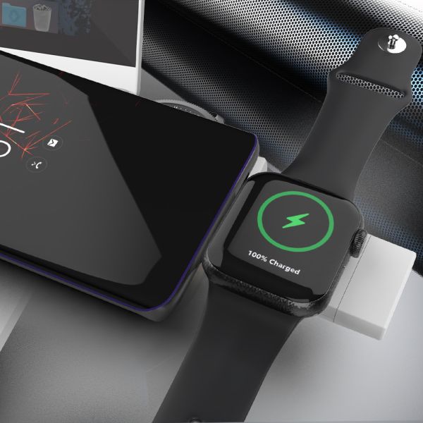 Compact Size Dual Interface USB A & USB C Wireless Watch Charger For Apple Watch And Samsung Watch