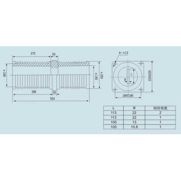 TG3-40.5kV Insulation Electrical High Voltage Bushing With Epoxy Resin Material