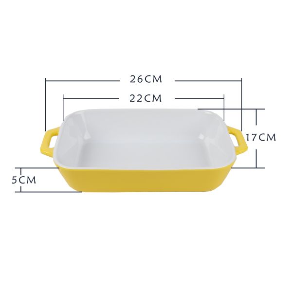 Color Glaze Ceramic Baking Tray , Non Stick Rectangle Baking Pan