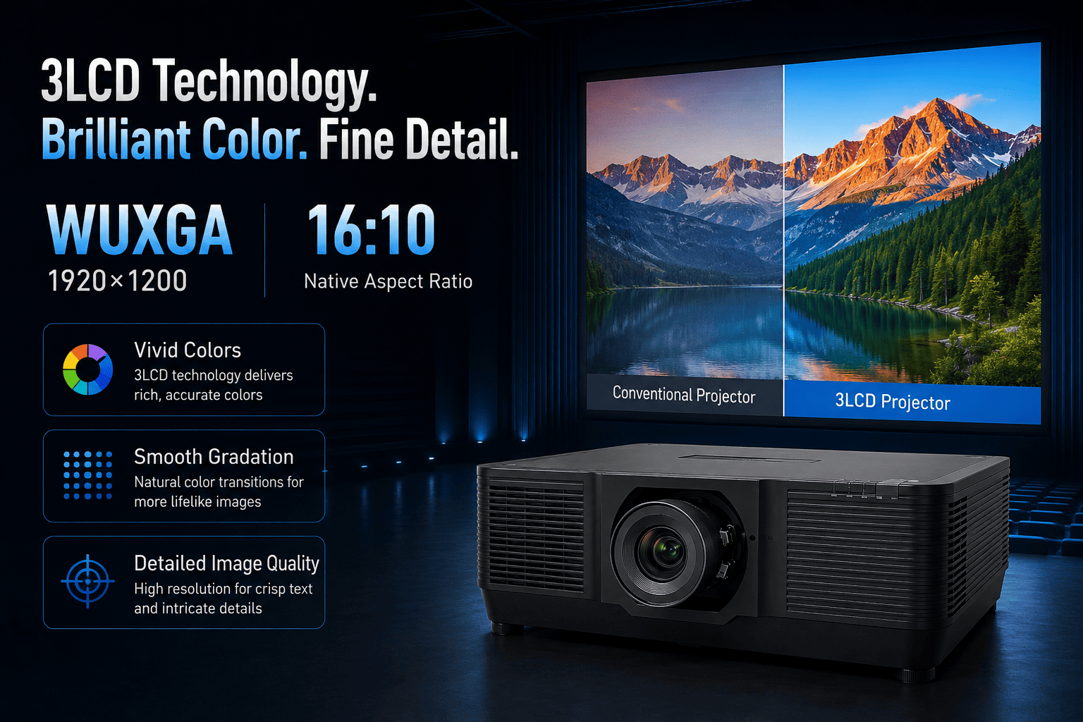 High Brightness 3D Mapping Projector WUXGA 3LCD Laser Lens Shift Large Scale Events