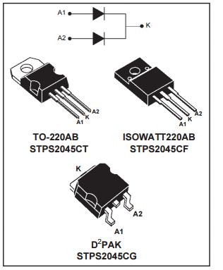 STPS2045CT schottky rectifier diode diode rectifier circuit Rectifier Diode POWER SCHOTTKY RECTIFIER