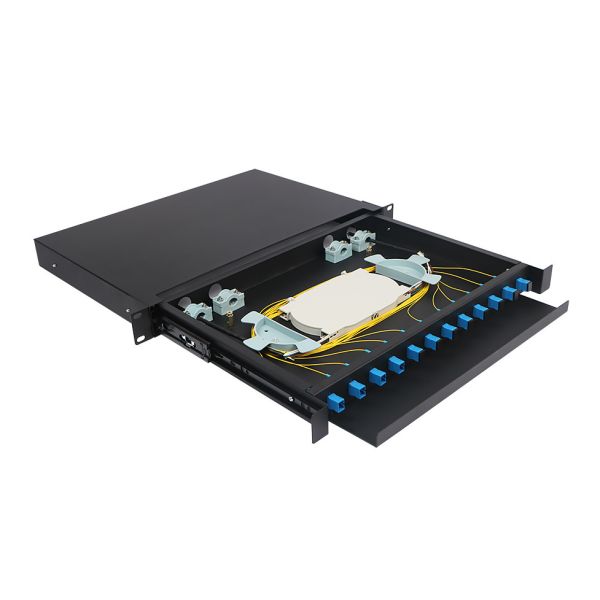 12 Core 1U Rack Mount Fiber Optic Patch Panel For FTTX Network Cable Management
