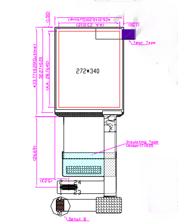 1.45 Inch AMOLED Display Panel 270*340 Dots All View Angle MIPI Interface Driving IC RM67162