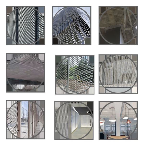 Wall Covering Decorative Expanded Metal Mesh Screen Panels 80mm Width Anodized
