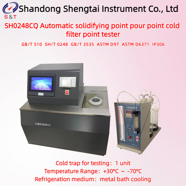 Automatic Solidifying Point Pour Point Cold Filter Point Tester +30°C ~ -70°C ASTM D97