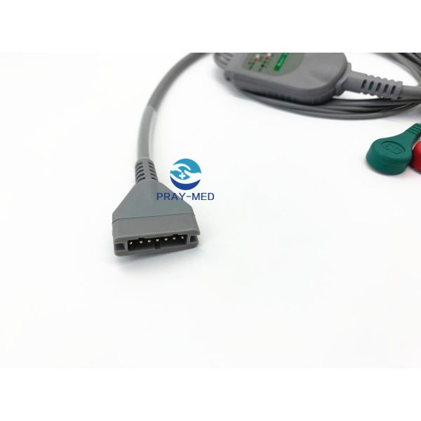 Burdick Holter Ecg Cable and leadwire 7 Leads Snap Connector 3.6m