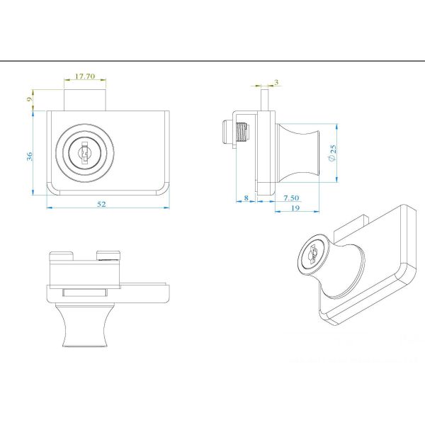 258 Series Glass Door Locks