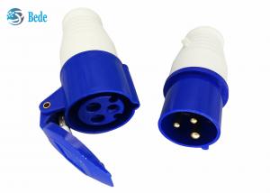 China Single Phase Industrial Plug And Socket P+N+E Blue Color 220-250V 16A Coupler Type on sale