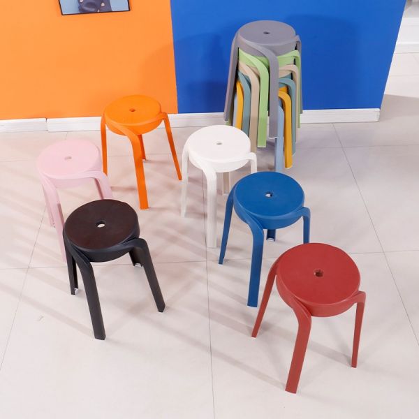 Plastic Stool Household Small Round Stackable Seating Bathroom Non-slip Foot Living Room Chair