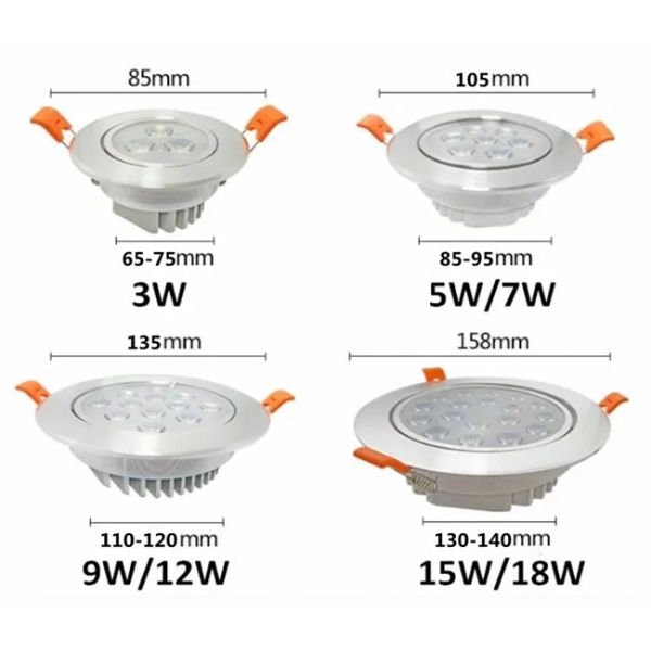 High Power Recessed Ceiling Downlight No Flicker 240v Ceiling Spotlights