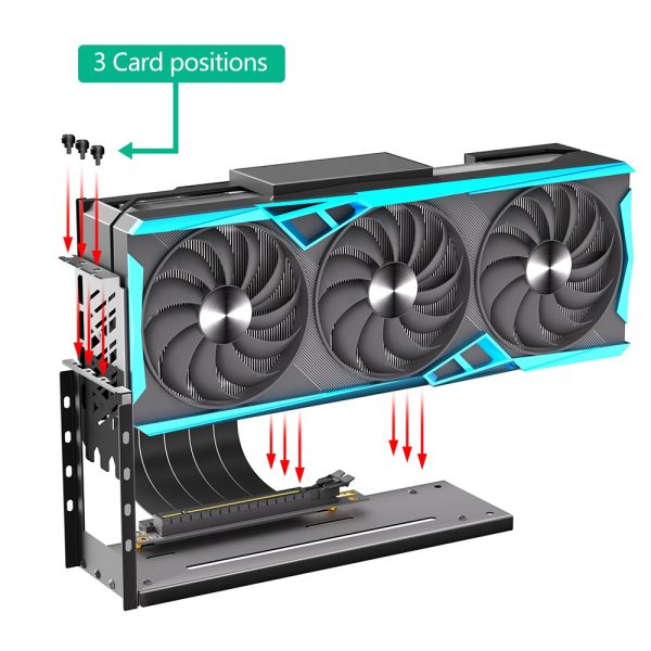 3 Slots Vertical GPU Mount Bracket with Durable Metal Construction for Space Optimization in PC Cases