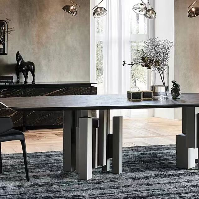 Factory Direct Rectangular Marble Dining Table Set with 8 10 Seats for Hotel Restaurant and Villa Wholesale Price