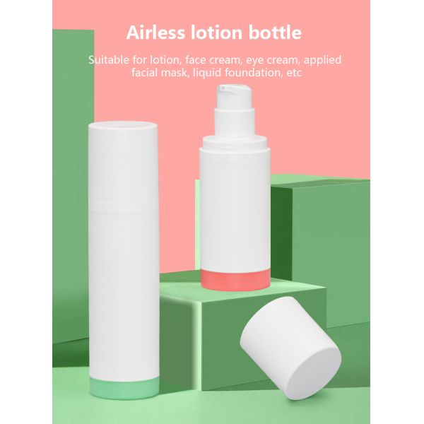 White Pp Refillable System Airless Pump Bottles Round Shape 30ml 50ml 100ml
