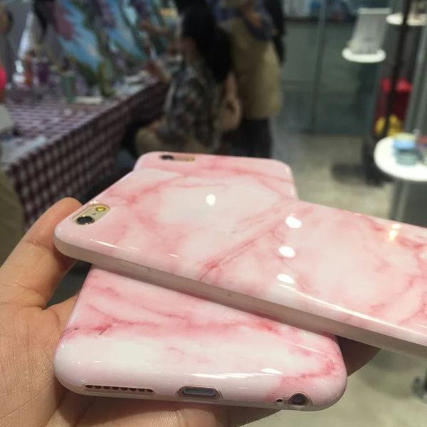 Soft TPU IMD Process Smooth Marble Grain Cell Phone Case Cover For iPhone 7 6s Plus
