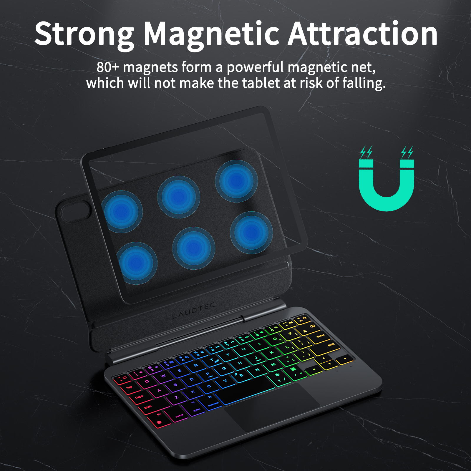 Laudtec Keyboard Case for iPad Mini 6, Magnetic Hinge Stand with Touchpad, Supports US/UK/IT/BR Layouts, OEM/ODM Customization