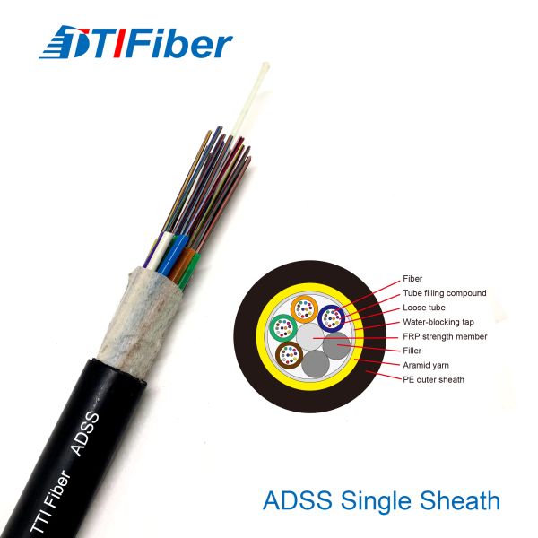ADSS G652D Aerial 24 Core Single Sheath Fiber Optic Cable