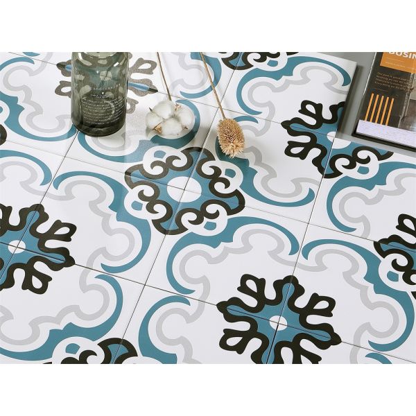 Gray and Blue 20x20cm Ceramic Rustic Tile for Indoor Floor