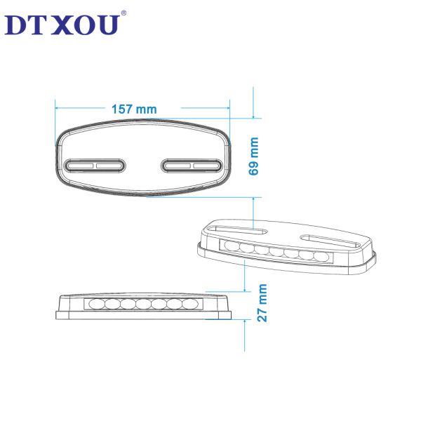 Universal 100% Waterproof 12V-24V Rectangular LED Car Warning Light