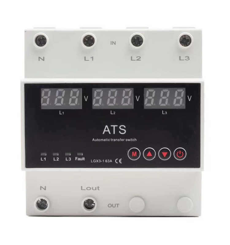 Automatic Transfer Switch 5 Display ATS Over/Undervoltage Overcurrent Protector 63A 80A 100A Three-Way Power Supply CB Type