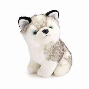 Quality Adorable 18cm Lounging sitting Siberian Husky Stuffed Animal for sale
