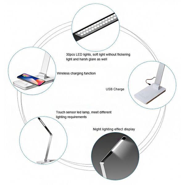 ABS Touch Portable Smart LED Table Lamp Dimming Brightness Foldable Eye Protection