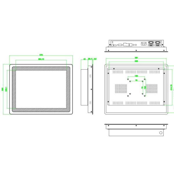 Vandal Proof Embedded Touch Panel PC 15 Inch 2 LAN Port 12V-24V Wide Voltage