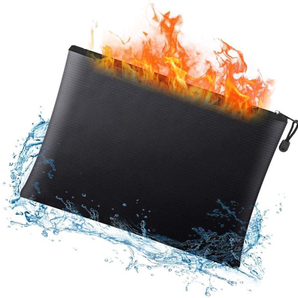 Fireproof Document Bag Waterproof High-Temperature Resistant Storage Pouch for A4 Files Business and Home Use Moisture-Proof & Zipper Seal