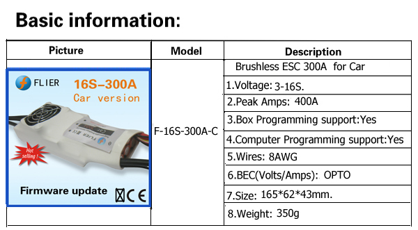 300A Flier Ebike ESC 16S Remote Control Speed Controller High Performance