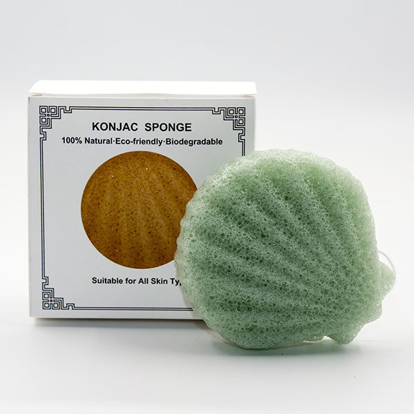 Large Shell Shaped Sponge Bamboo Charcoal Konjac Sponge For Acne