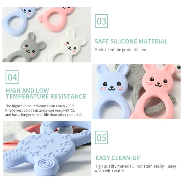 Montessori Silicone Teether Ring , Silicone Teething Toy For Children Newborn Infant