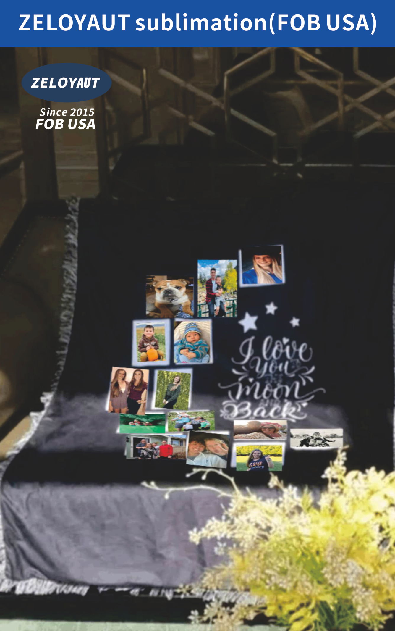 ZELOYAUT Sublimation Moon Shape Grounded Throw Blanket100% Polyester Personalized Blank Throw Blanket Custom Logo Custom Design