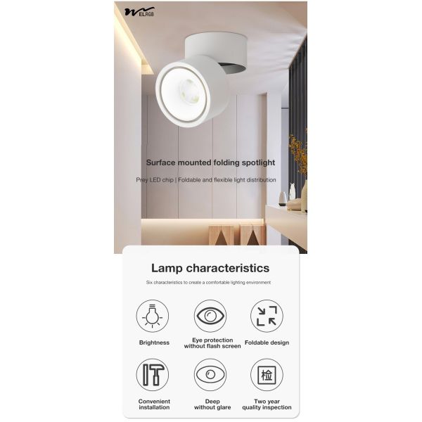 Remote Control Switch Mode LED Cylindrical COB Open-Mounted Downlights for Smart Home