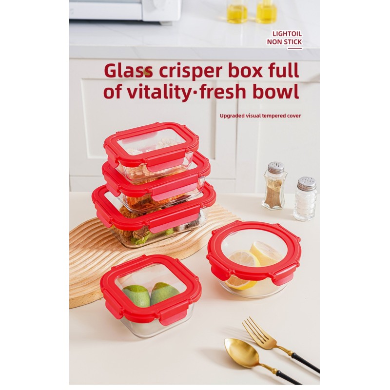 High Borosilicate Microwaveable Glass Bento Box Heating Function Lunch Box Special Meal Box for Office Workers